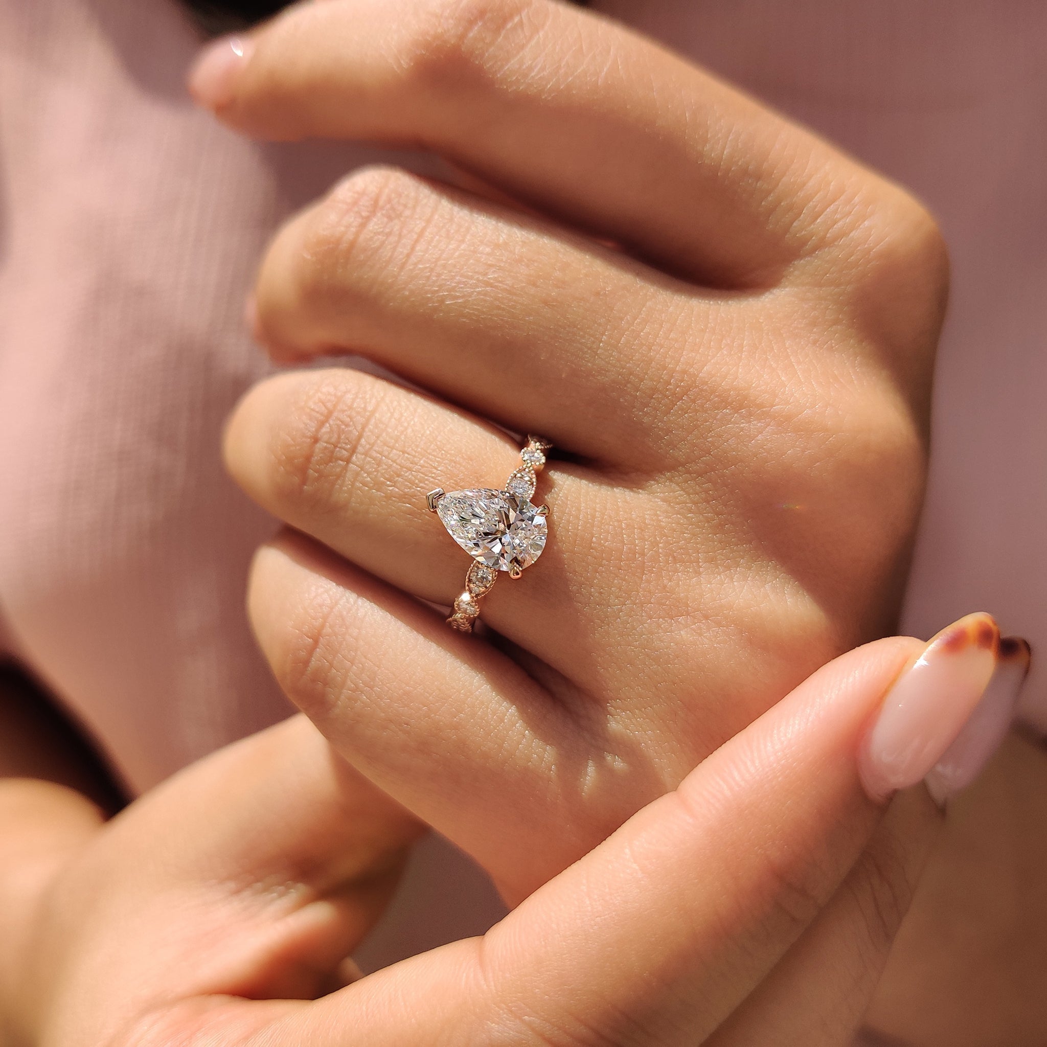 Cushion Hidden Halo Lab Grown Diamond Engagement Ring